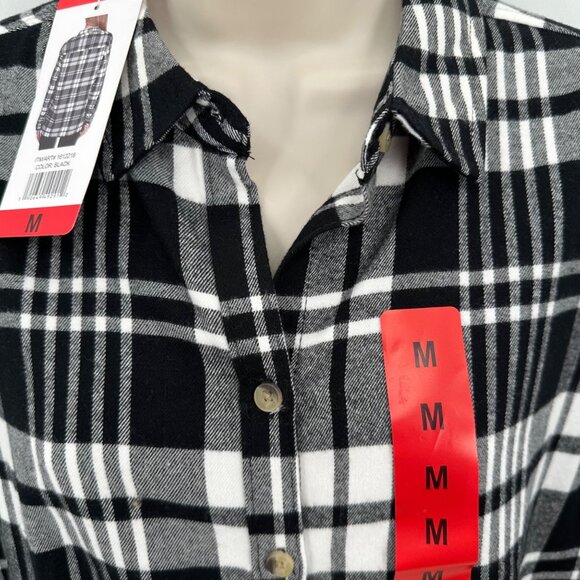 NWT Jachs Girlfriend Womens Black & White Plaid Button-Up Flannel Shirt Medium - Picture 4 of 11